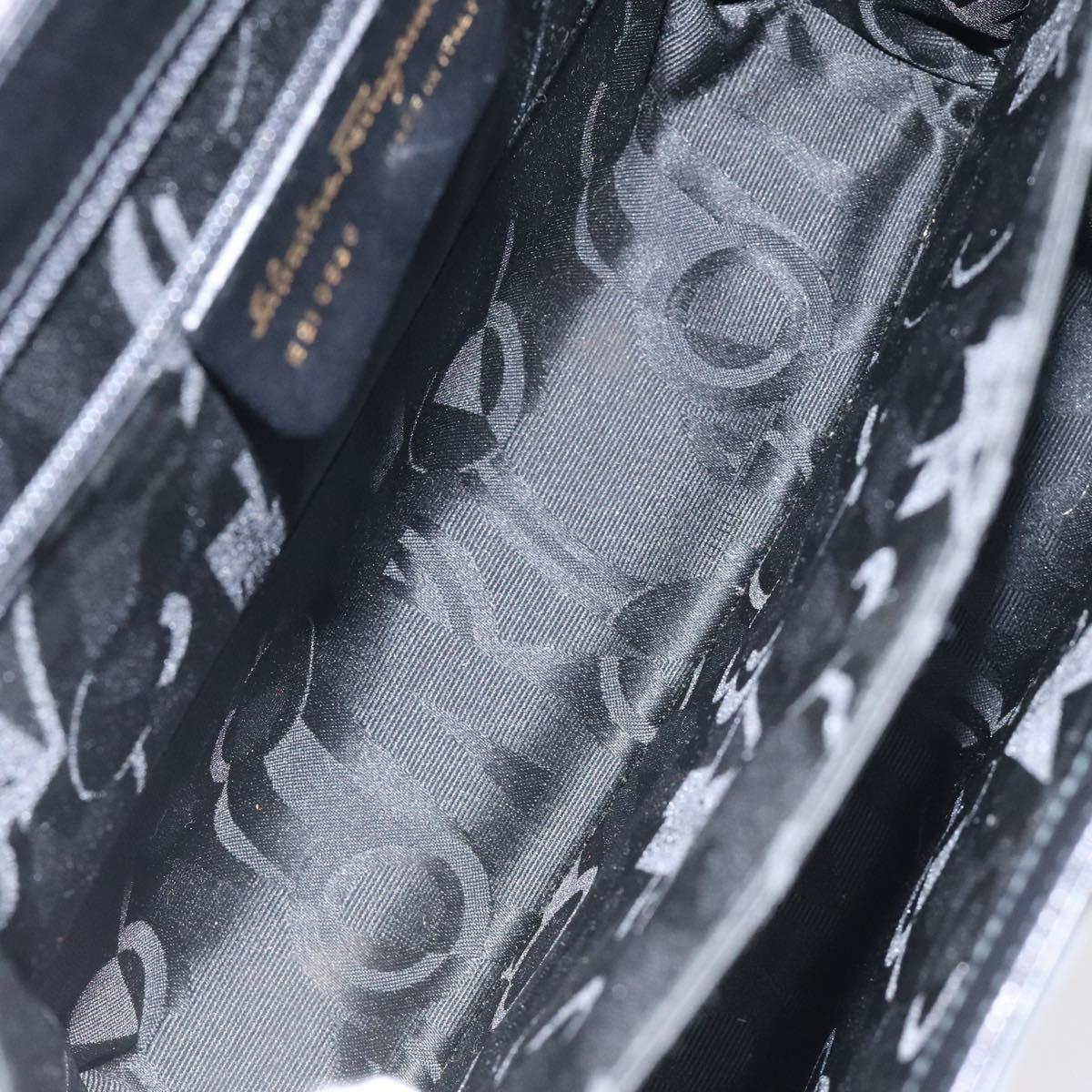 Salvatore Ferragamo Gancini Hand Bag Leather 2way Black Gold Auth 119596