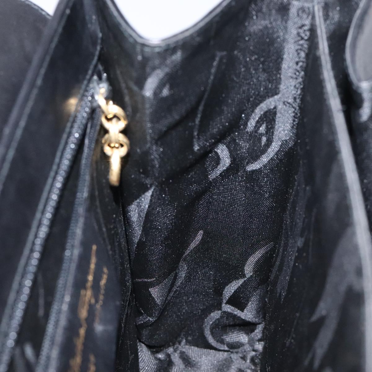 Salvatore Ferragamo Gancini Hand Bag Leather 2way Black Gold Auth 119596
