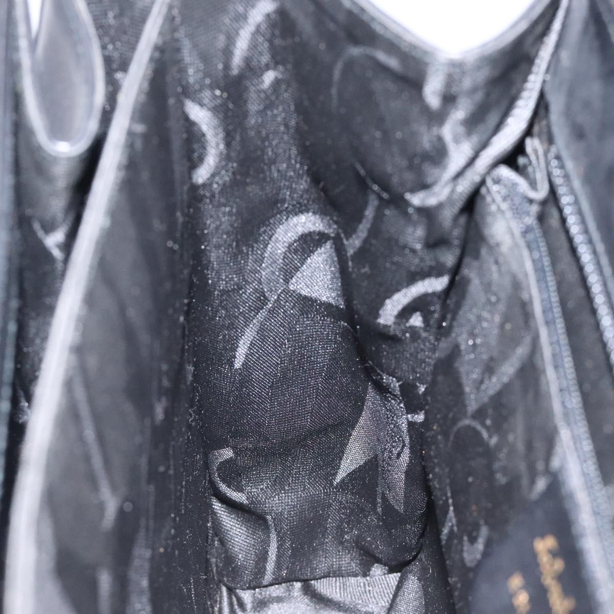 Salvatore Ferragamo Gancini Hand Bag Leather 2way Black Gold Auth 119596