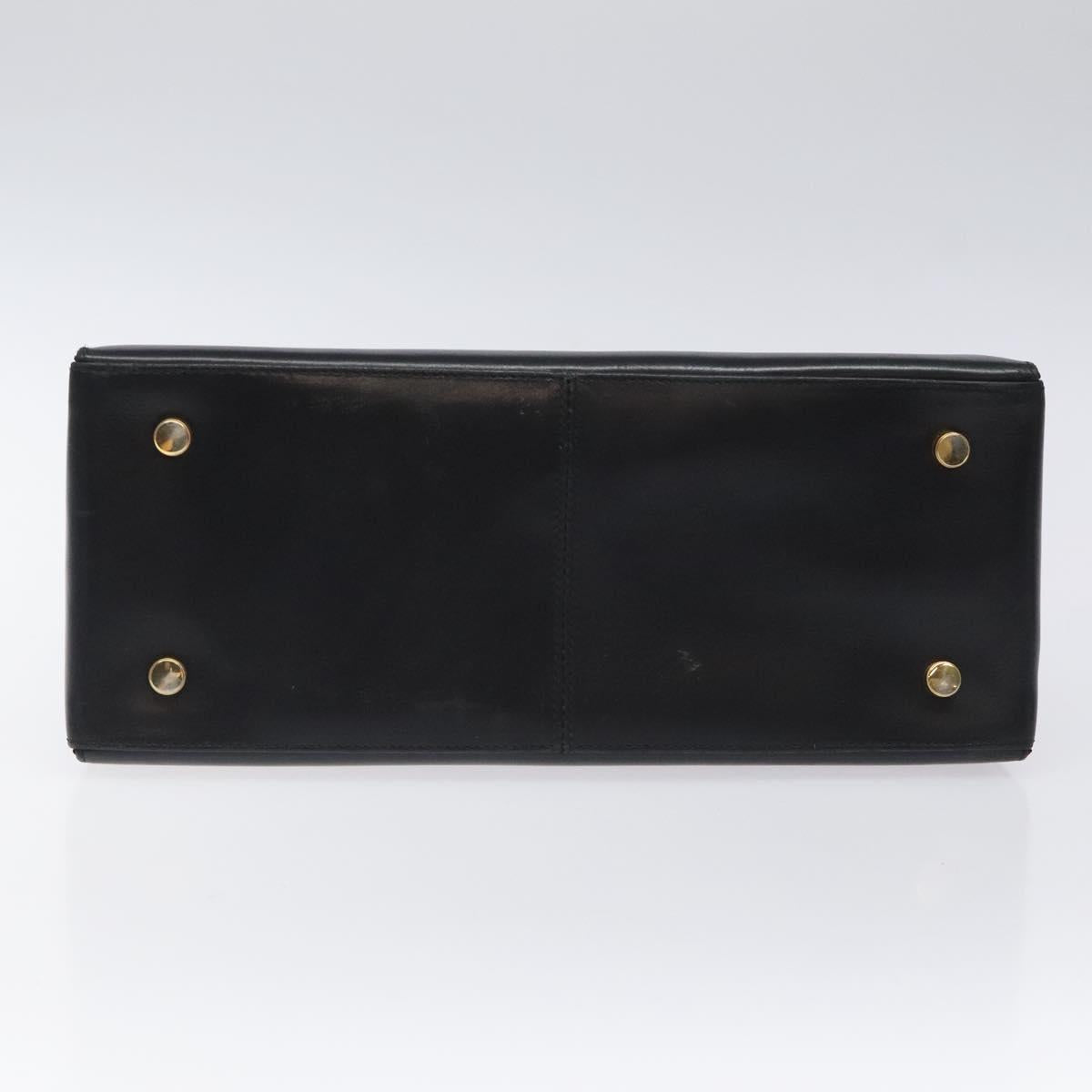 Salvatore Ferragamo Gancini Hand Bag Leather 2way Black Gold Auth 119596