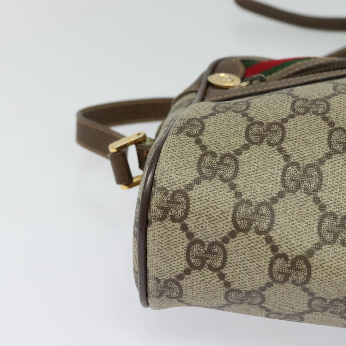 GUCCI GG Supreme Web Sherry Line Bag PVC Beige Gold 001 115 6655 Auth 119601