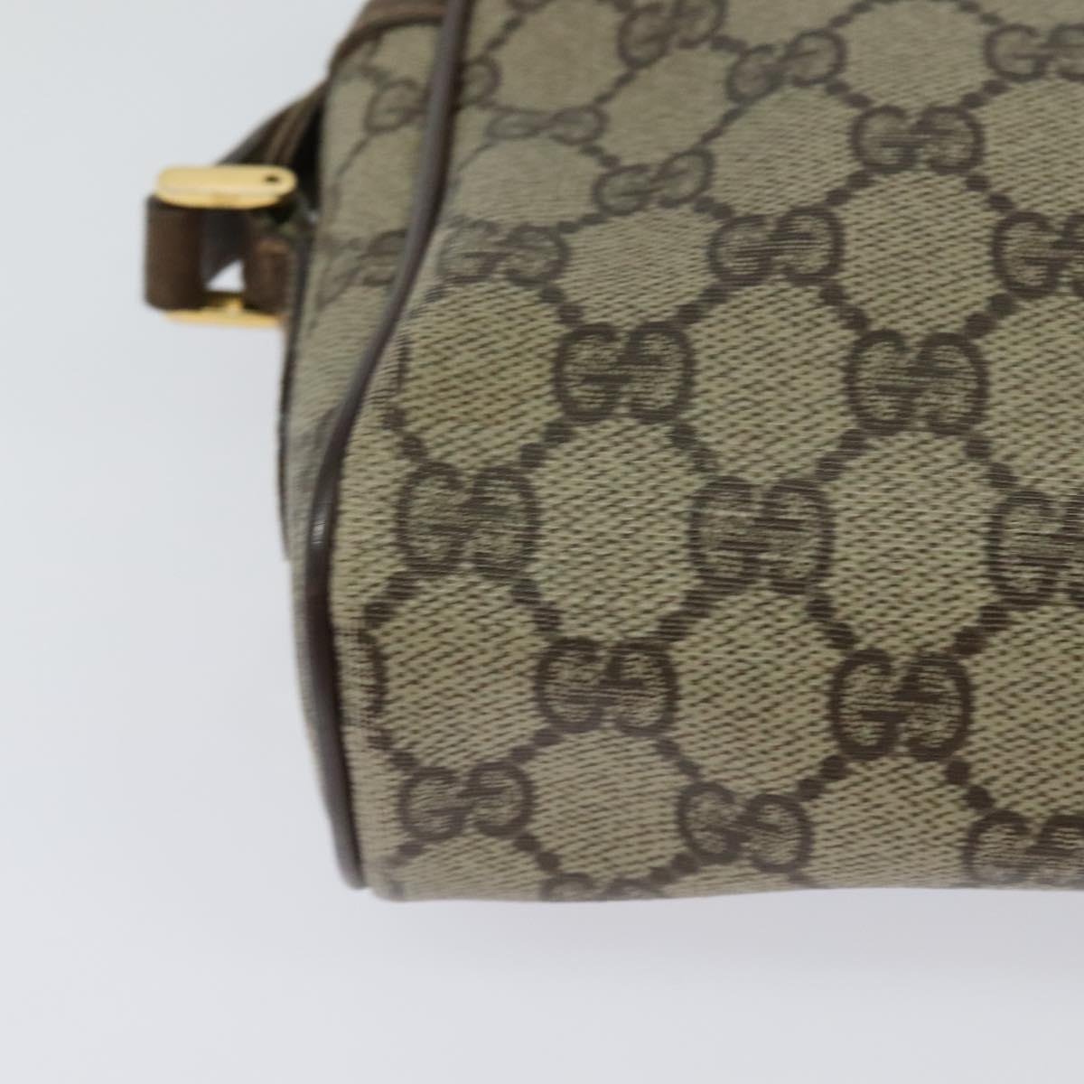 GUCCI GG Supreme Web Sherry Line Bag PVC Beige Gold 001 115 6655 Auth 119601