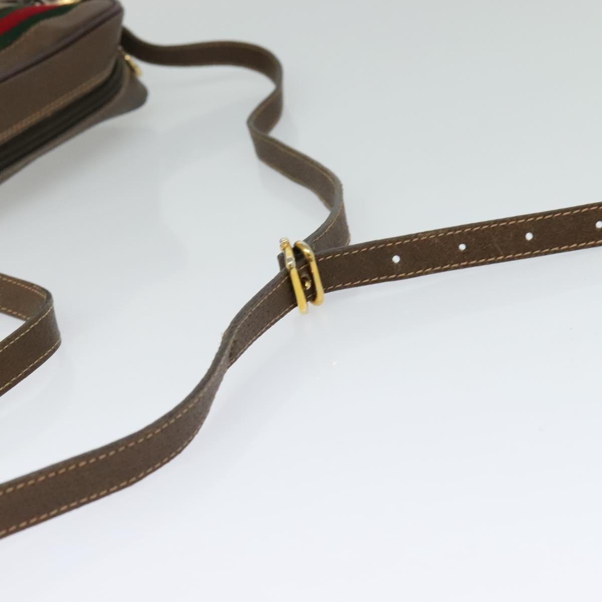 GUCCI GG Supreme Web Sherry Line Bag PVC Beige Gold 001 115 6655 Auth 119601