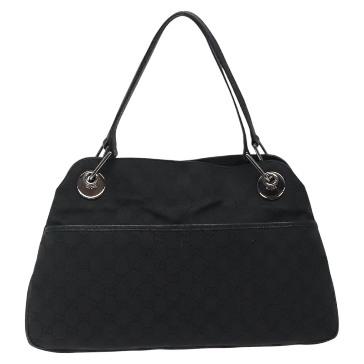 GUCCI GG Canvas Shoulder Bag Black 121023 Auth 119620