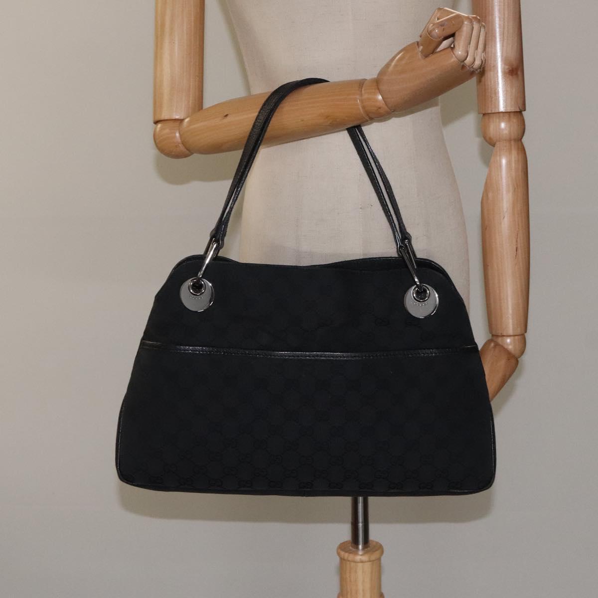GUCCI GG Canvas Shoulder Bag Black 121023 Auth 119620