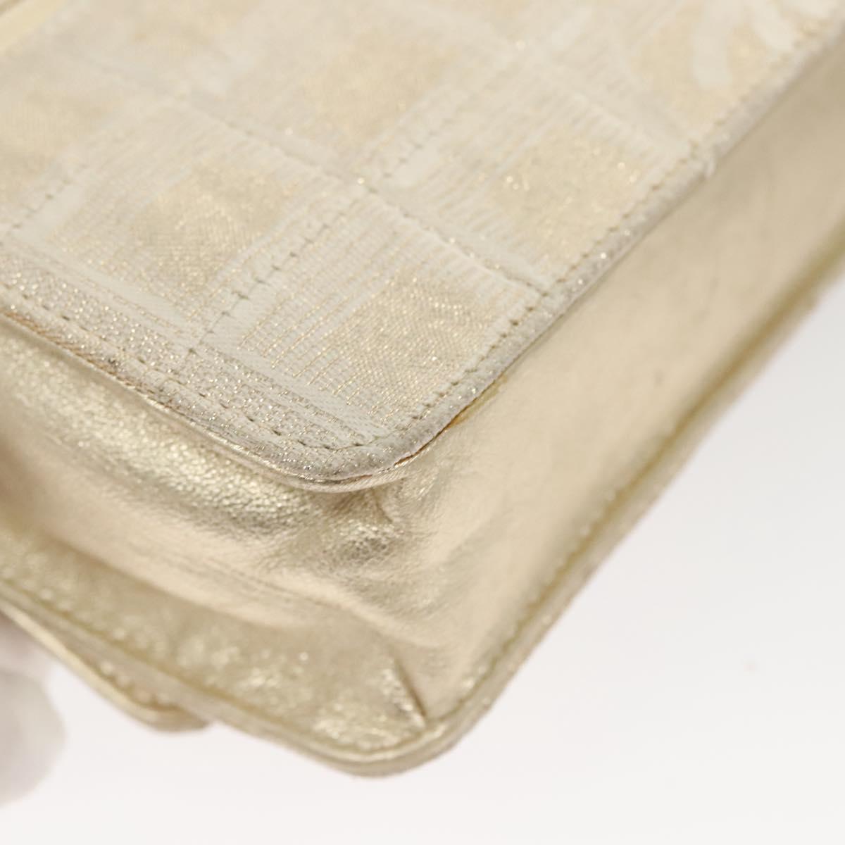 CHANEL New Travel Line Chain Wallet Nylon Gold CC Auth 119624