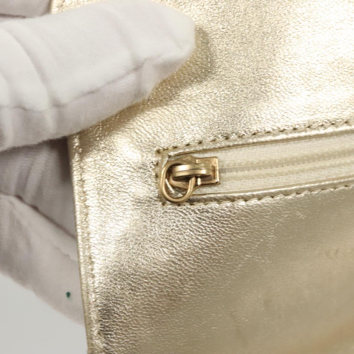 CHANEL New Travel Line Chain Wallet Nylon Gold CC Auth 119624