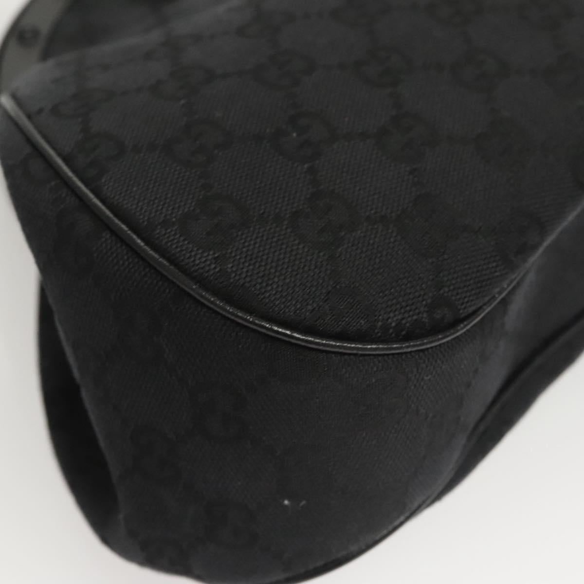 GUCCI GG Canvas Bamboo Push Lock Hand Bag Black Auth 119629A
