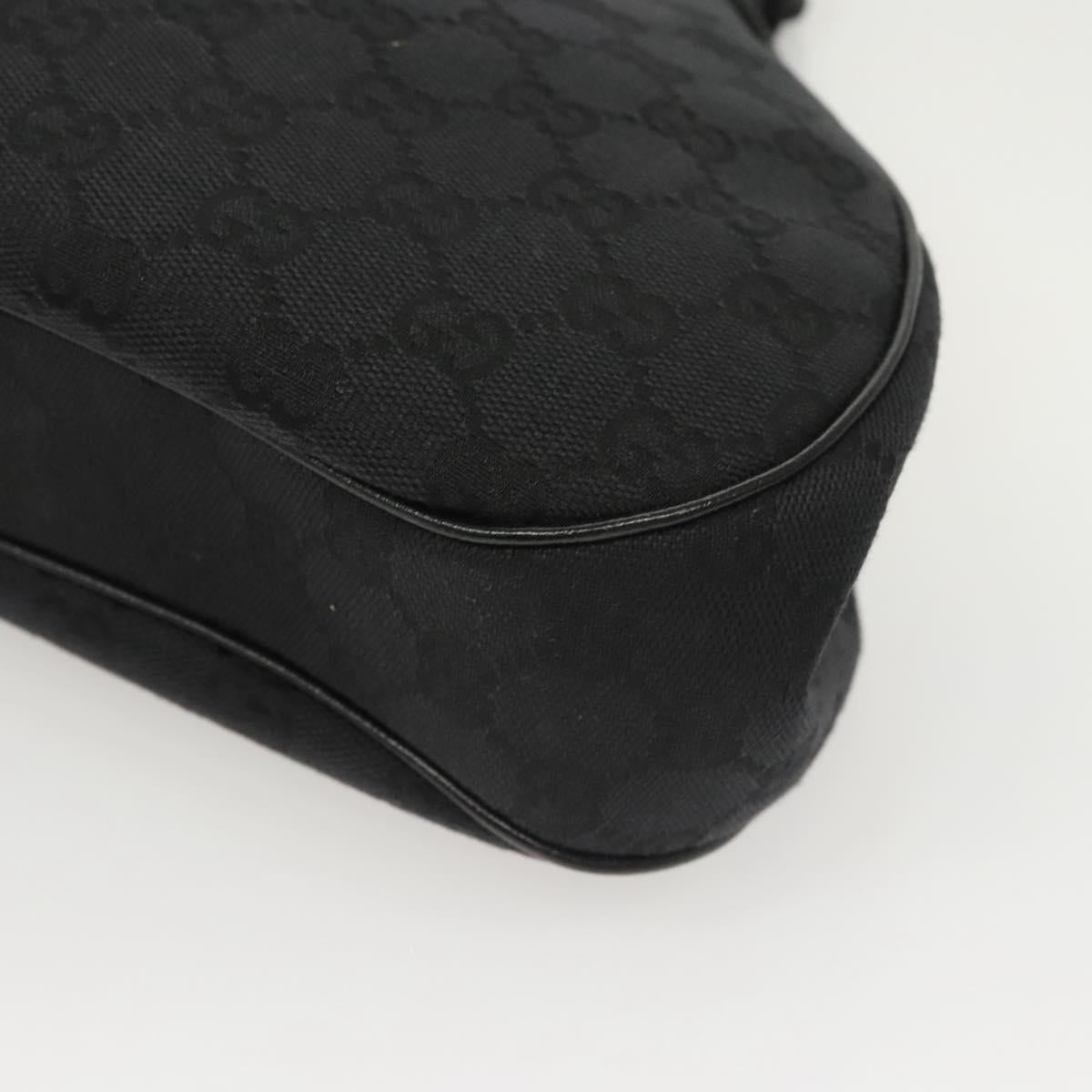 GUCCI GG Canvas Bamboo Push Lock Hand Bag Black Auth 119629A