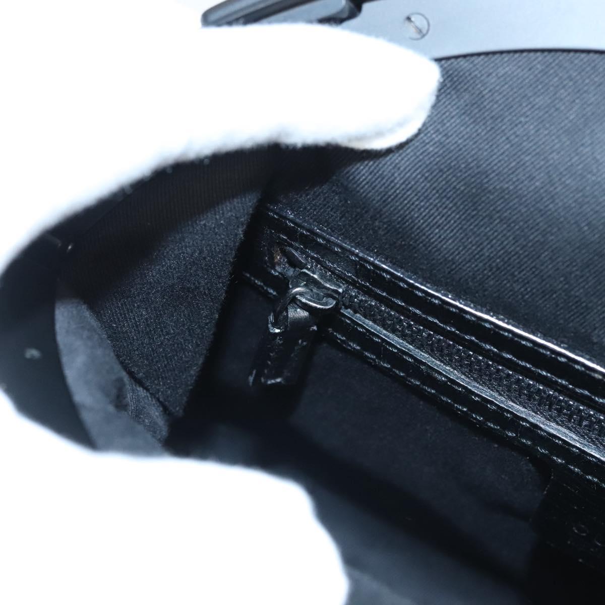 GUCCI GG Canvas Bamboo Push Lock Hand Bag Black Auth 119629A