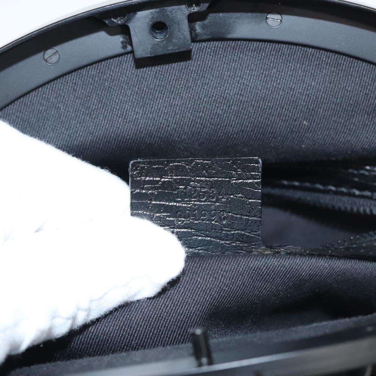 GUCCI GG Canvas Bamboo Push Lock Hand Bag Black Auth 119629A