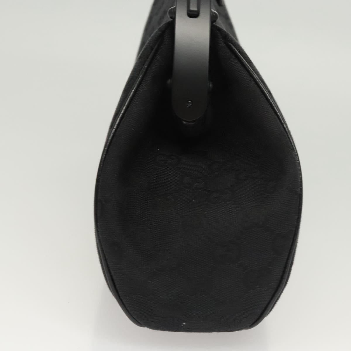 GUCCI GG Canvas Bamboo Push Lock Hand Bag Black Auth 119629A