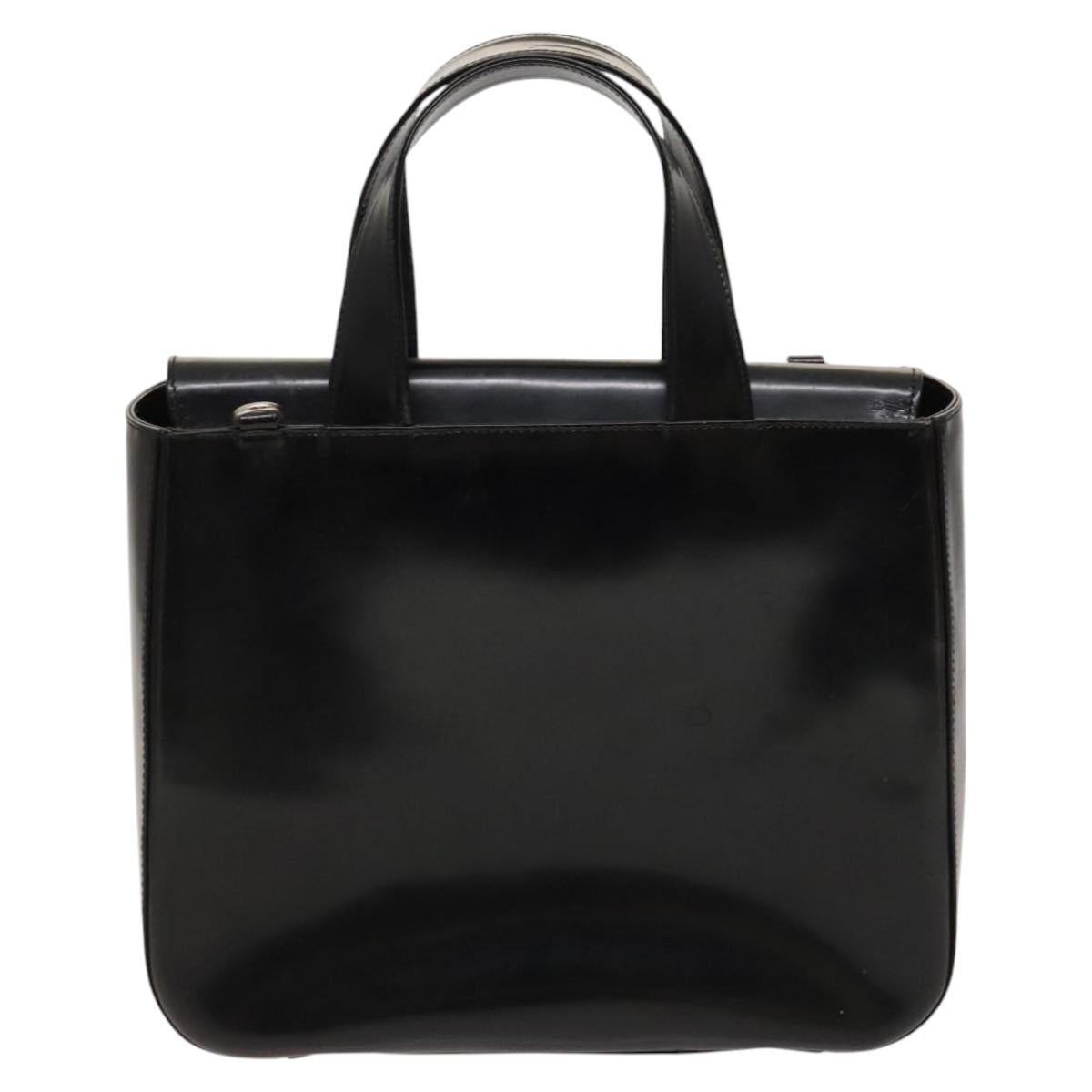 GUCCI Hand Bag Patent leather 2way Black Silver 000 1013 0504 Auth 119640