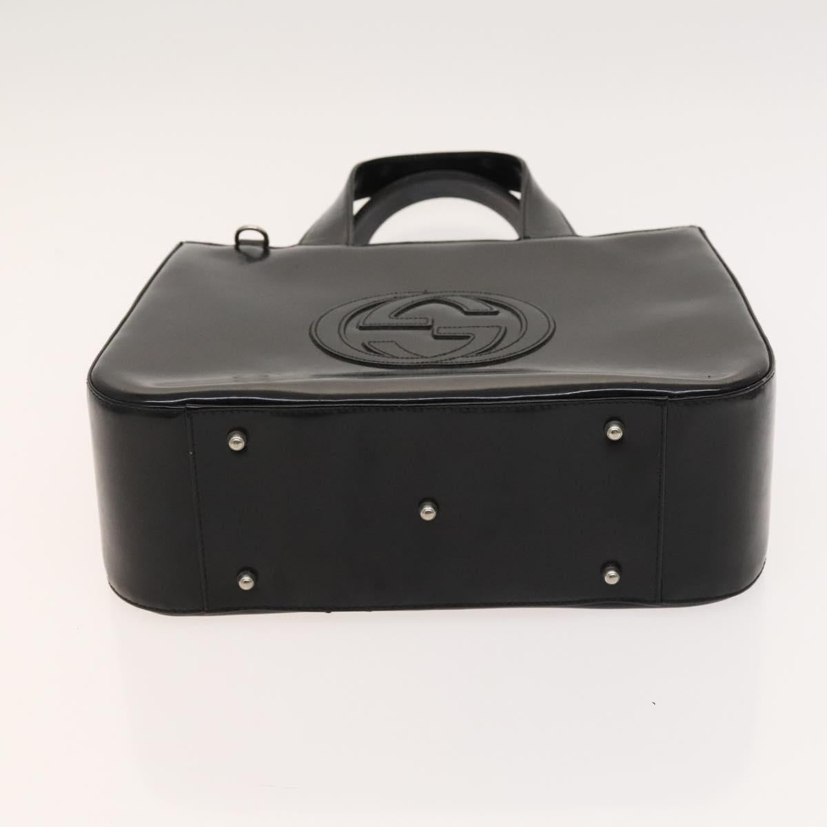 GUCCI Hand Bag Patent leather 2way Black Silver 000 1013 0504 Auth 119640