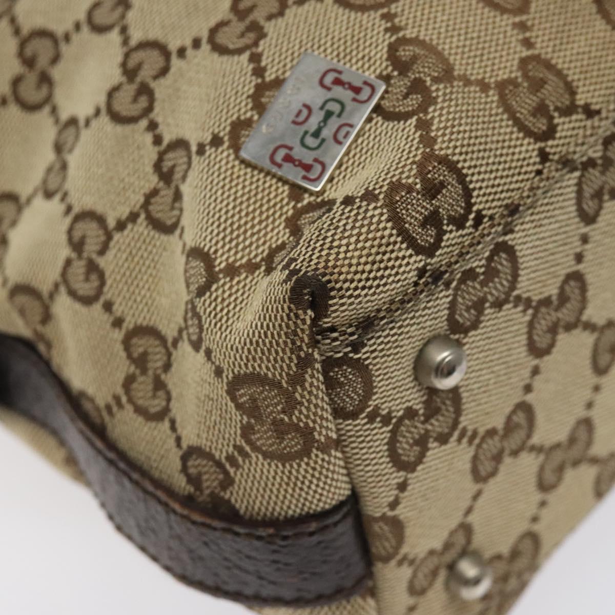 GUCCI GG Canvas Web Sherry Line Hand Bag Beige Silver 145759 Auth 119676