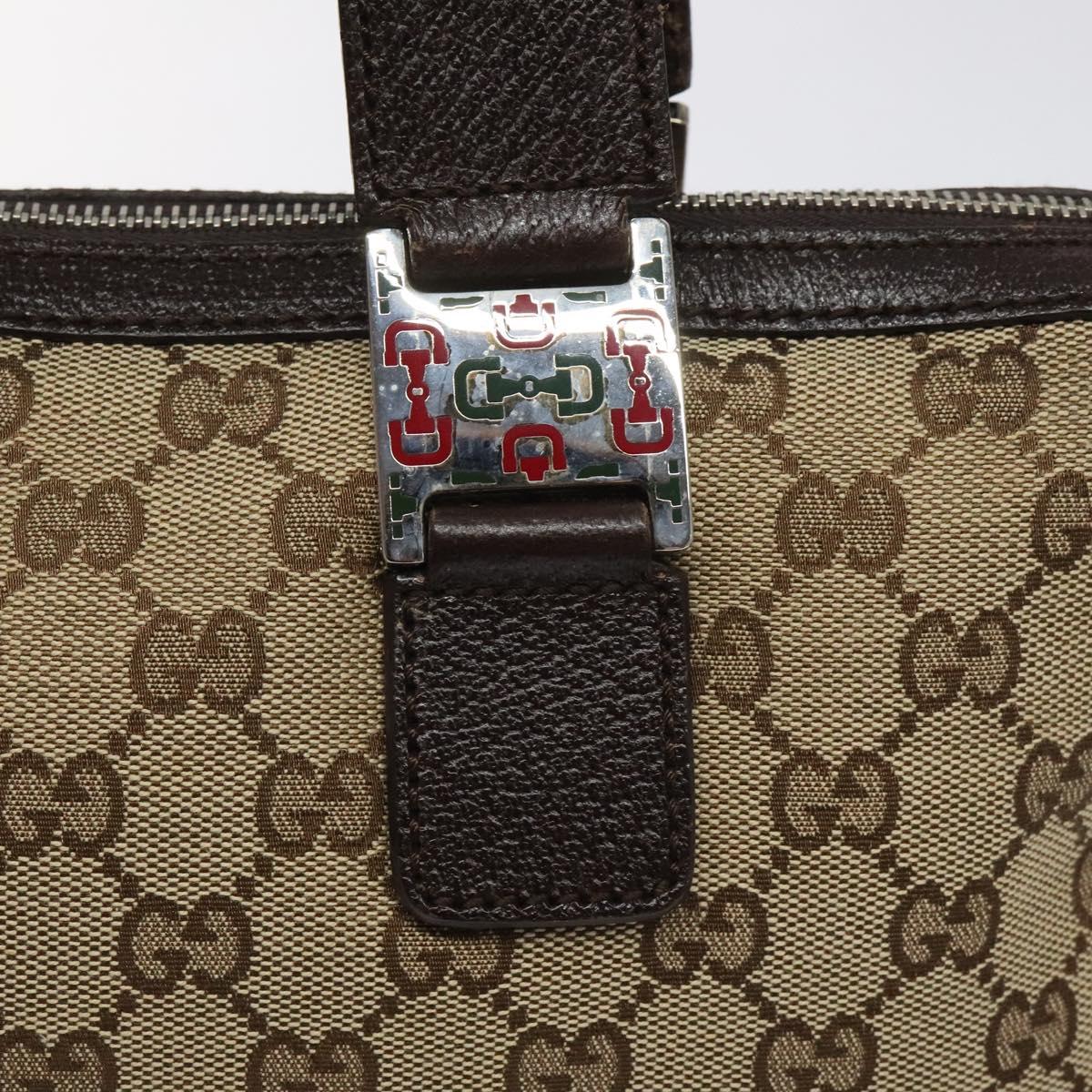 GUCCI GG Canvas Web Sherry Line Hand Bag Beige Silver 145759 Auth 119676