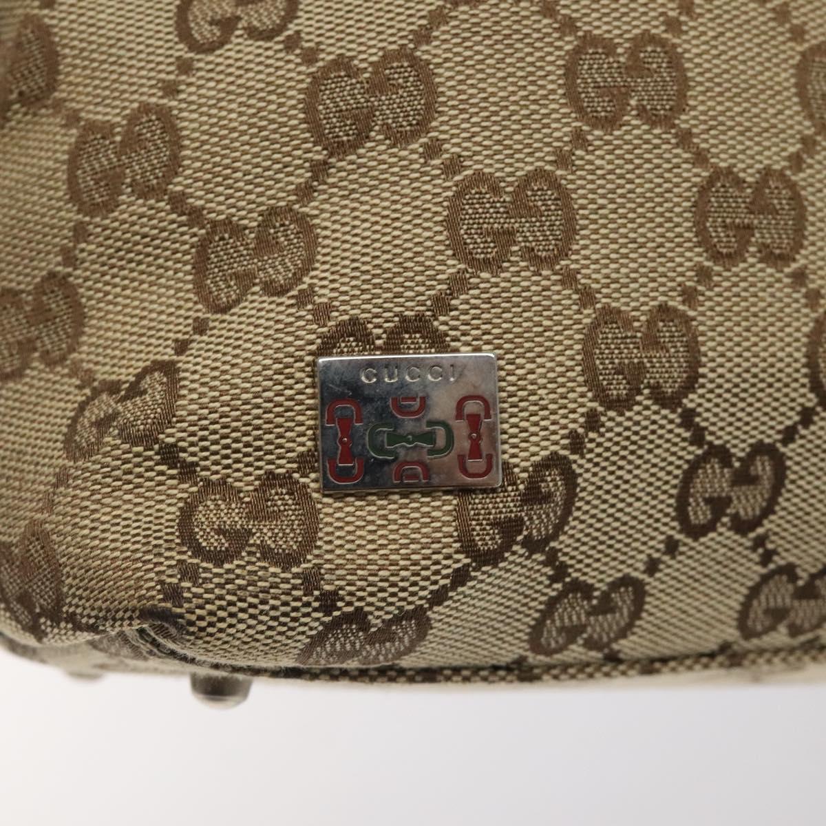 GUCCI GG Canvas Web Sherry Line Hand Bag Beige Silver 145759 Auth 119676