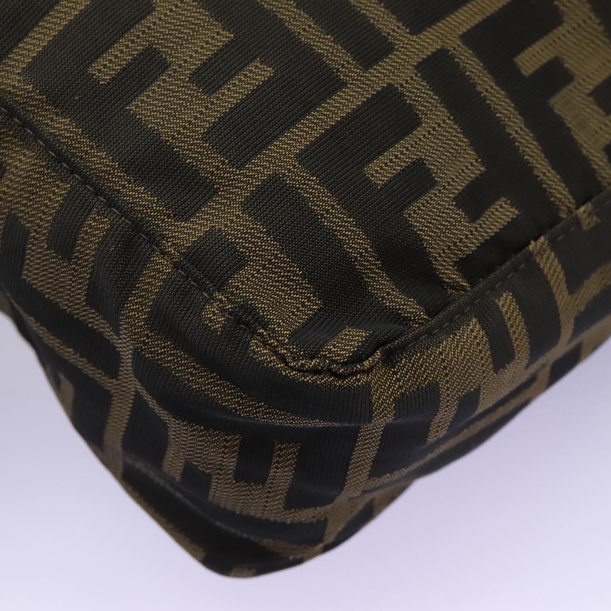 FENDI Zucca Canvas Hand Bag Khaki Auth 119690