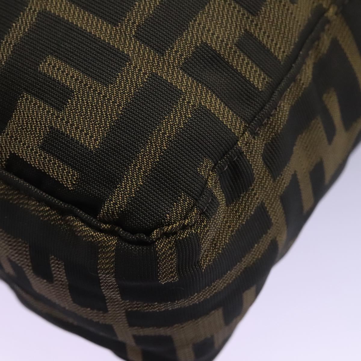 FENDI Zucca Canvas Hand Bag Khaki Auth 119690