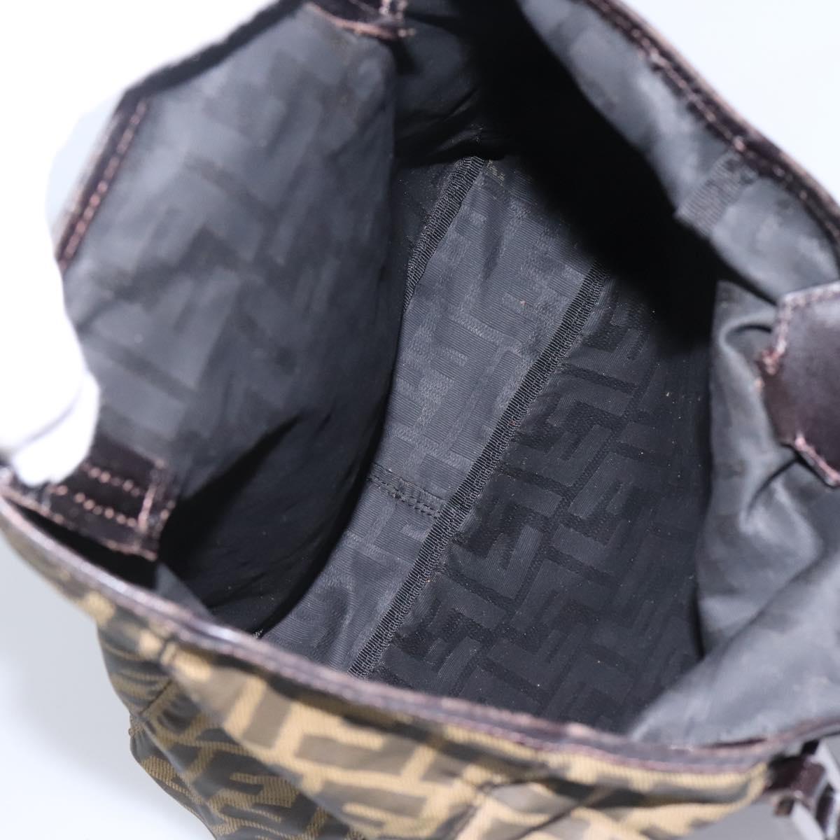 FENDI Zucca Canvas Hand Bag Khaki Auth 119690
