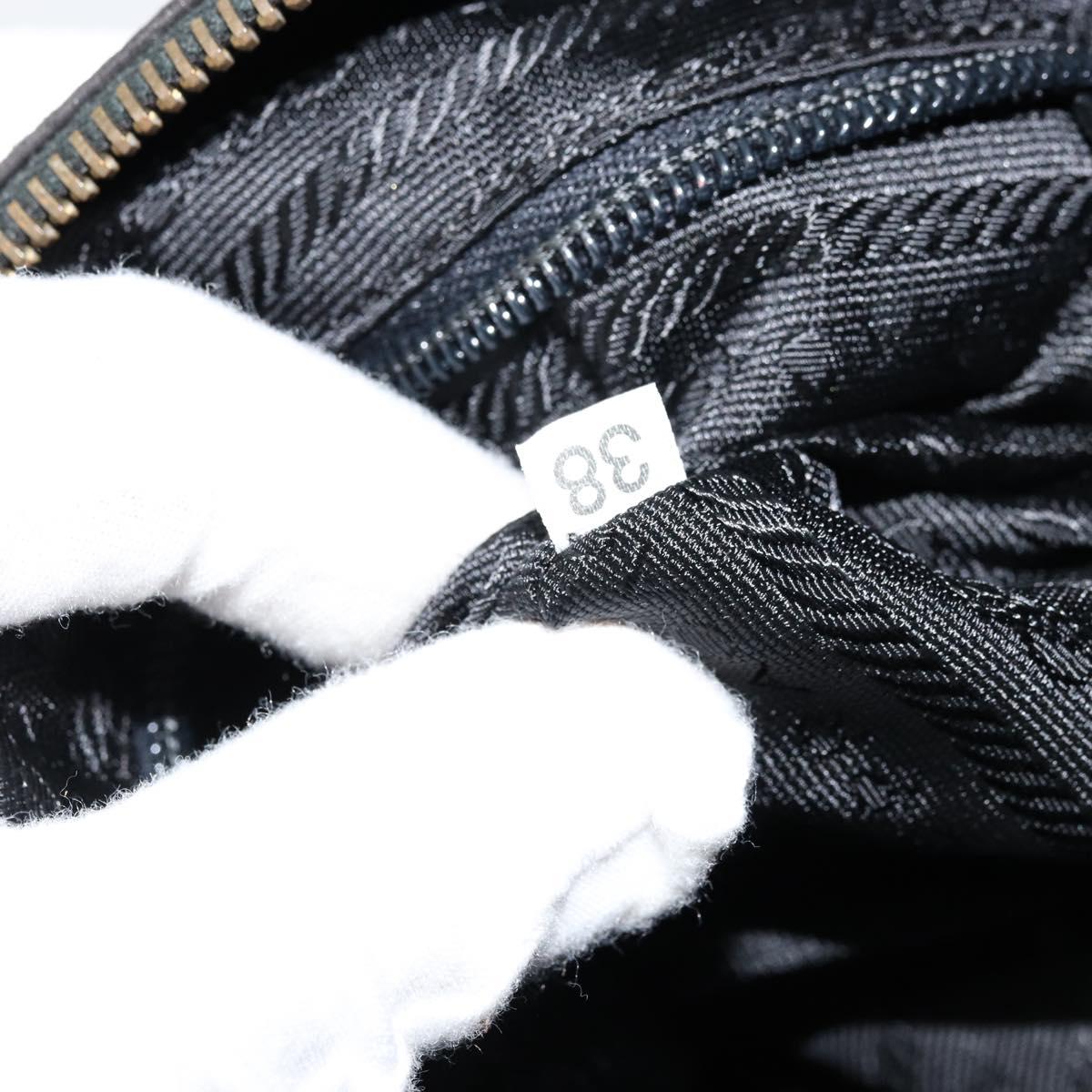 PRADA Quilted Chain Shoulder Bag Lamb Skin Black Gold Auth 119692