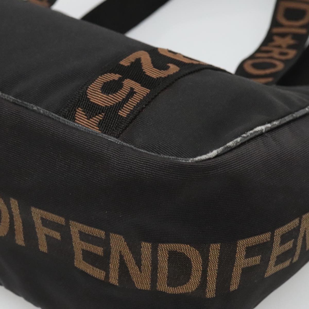 FENDI Zucca Canvas Tote Bag Black Silver Auth 119700