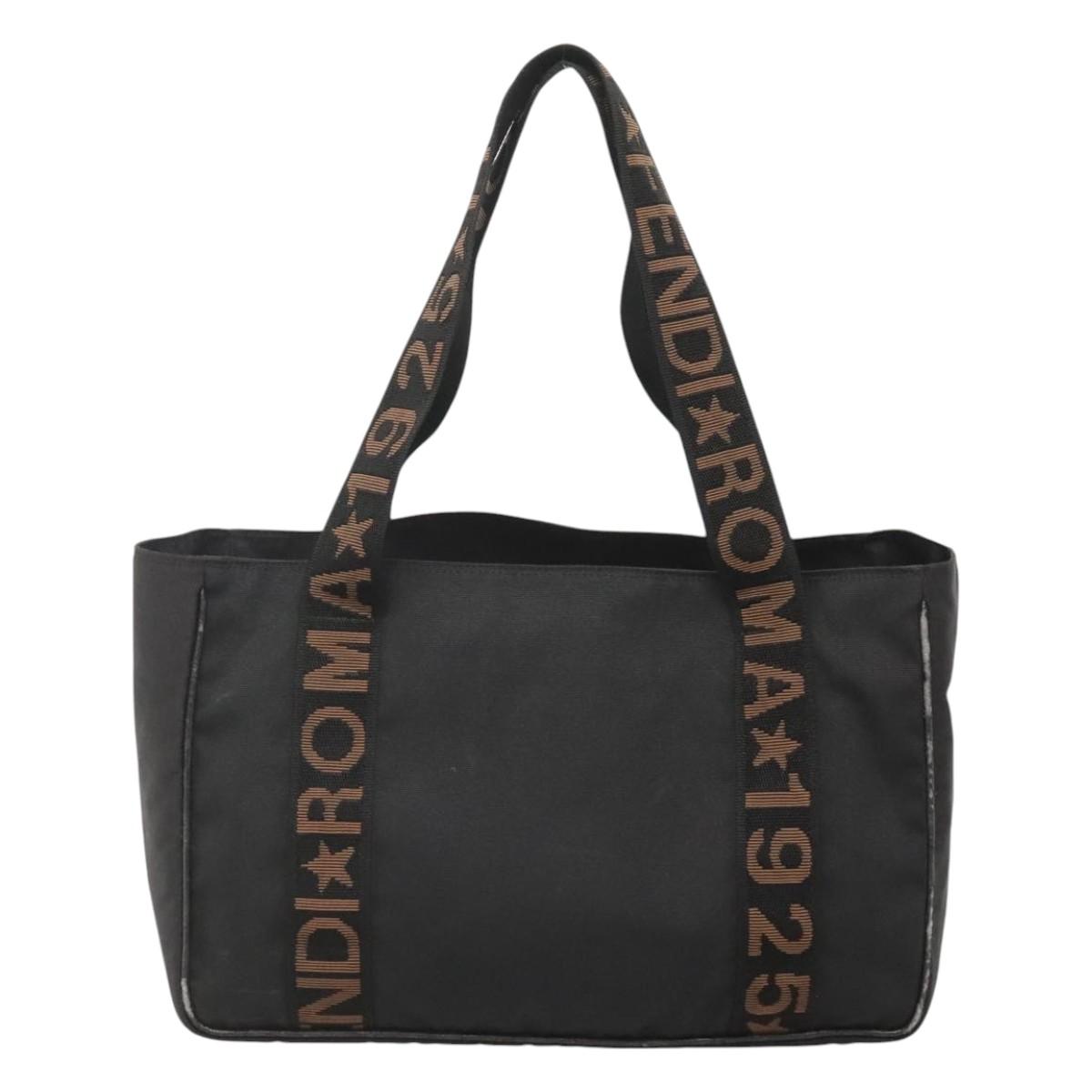 FENDI Zucca Canvas Tote Bag Black Silver Auth 119700