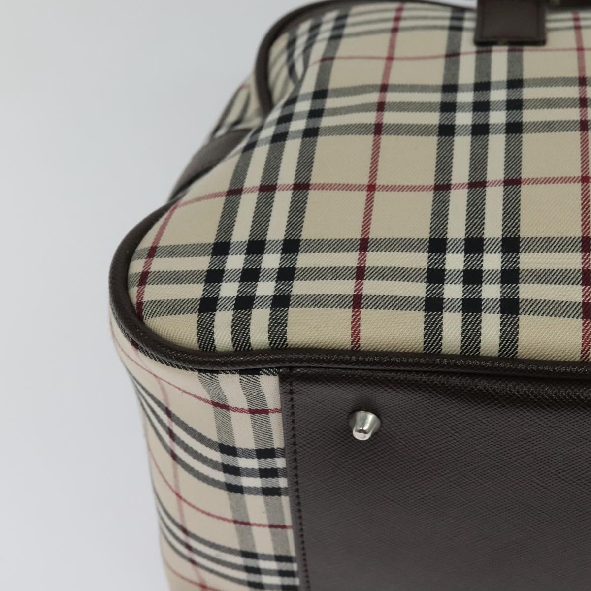 BURBERRY Nova Check Hand Bag Canvas Beige Silver Auth 119702V