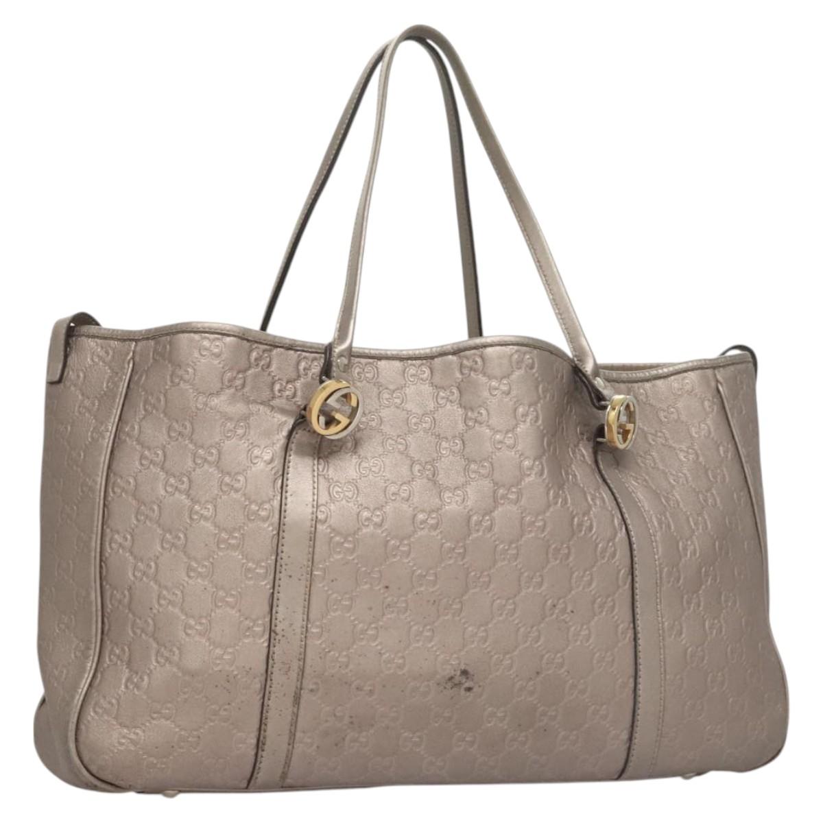 GUCCI GG Canvas Guccissima GG Twins Bag Leather Purple Silver 232956 Auth 119708