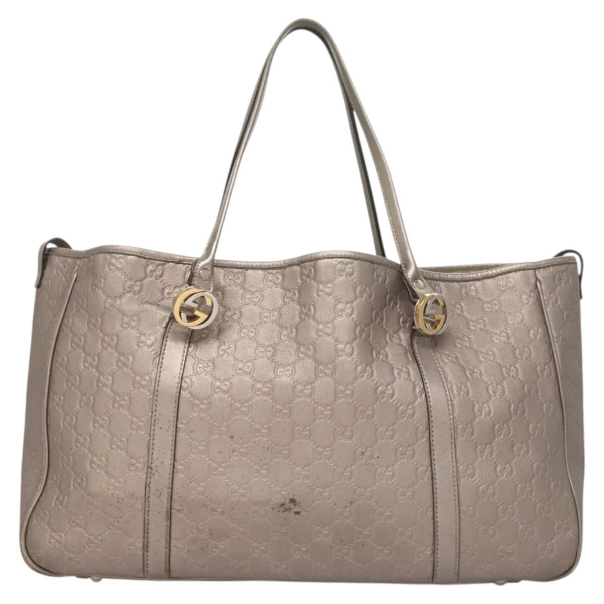 GUCCI GG Canvas Guccissima GG Twins Bag Leather Purple Silver 232956 Auth 119708