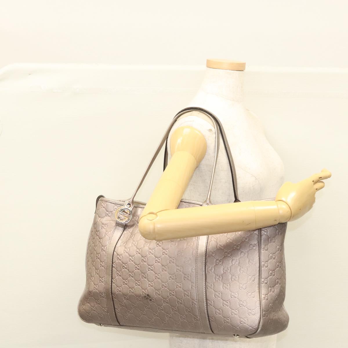 GUCCI GG Canvas Guccissima GG Twins Bag Leather Purple Silver 232956 Auth 119708