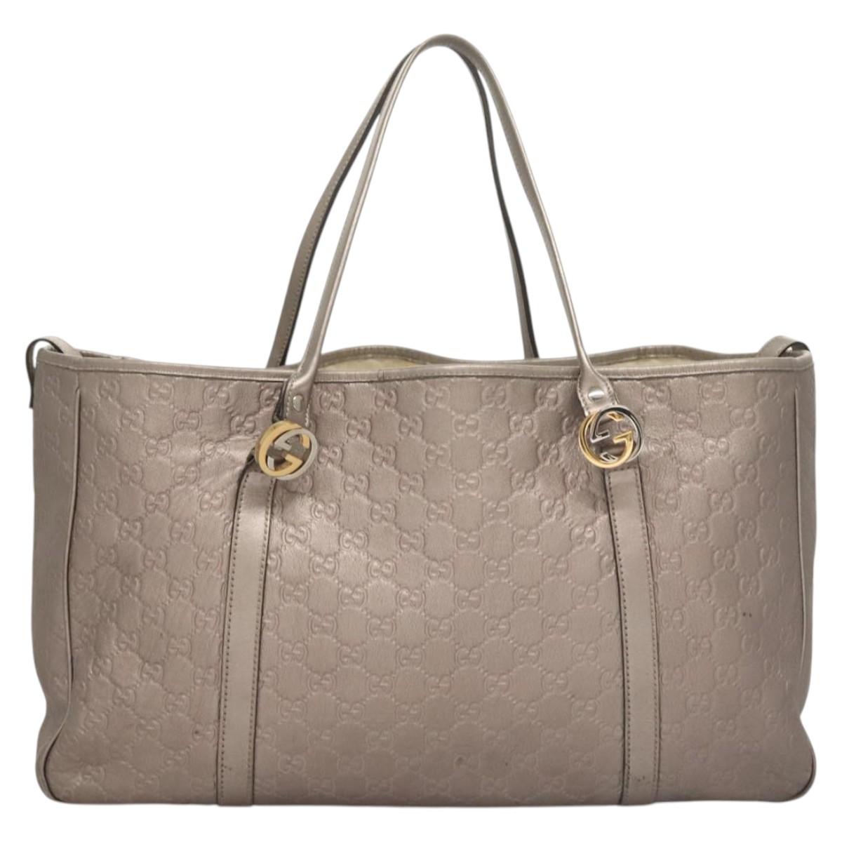 GUCCI GG Canvas Guccissima GG Twins Bag Leather Purple Silver 232956 Auth 119708