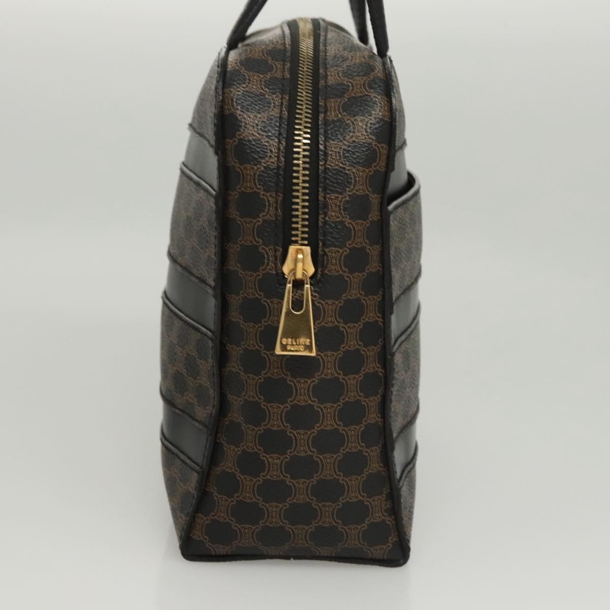 CELINE Macadam Canvas Hand Bag PVC Leather Black Gold Auth 119720