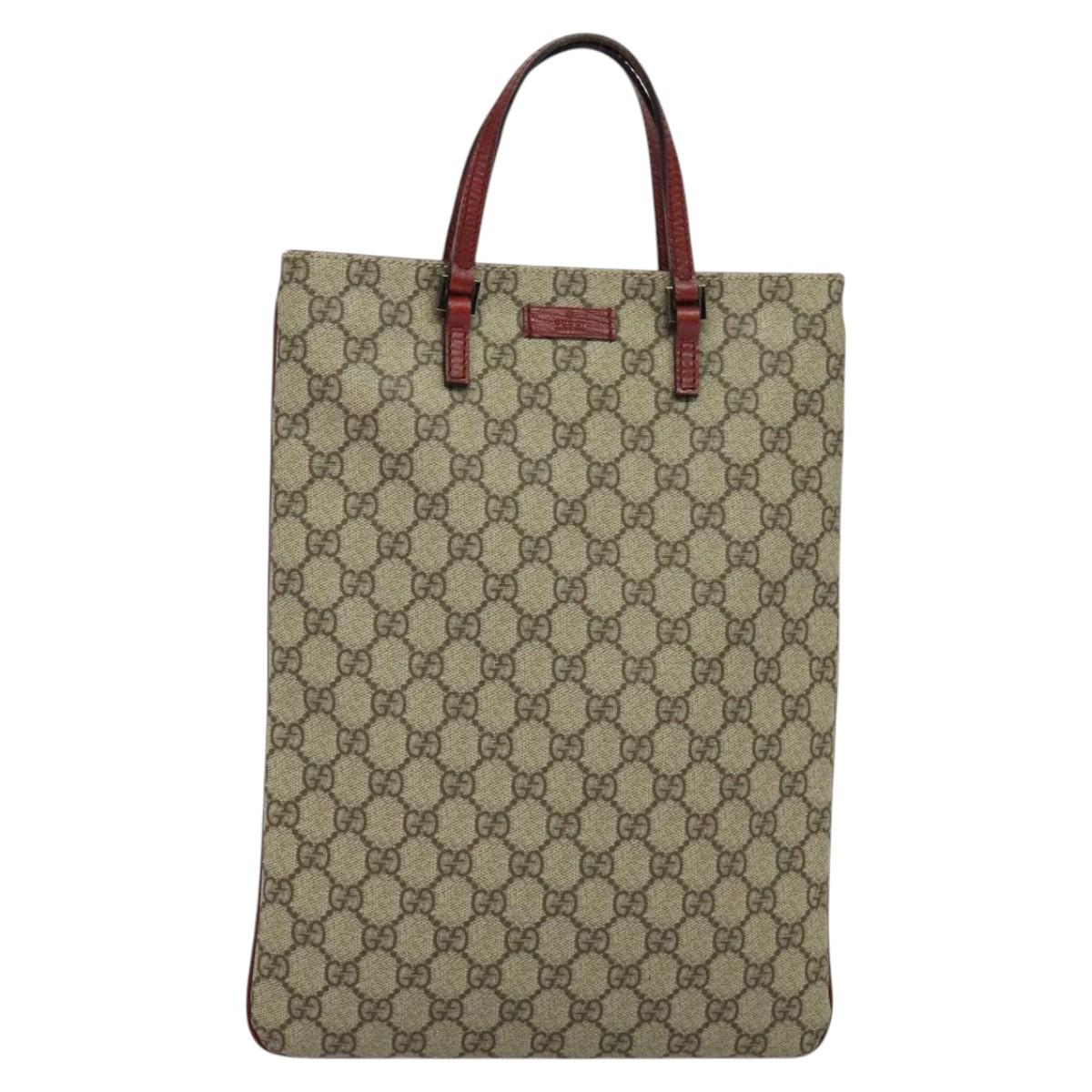 GUCCI GG Supreme Hand Bag PVC Beige Silver 117551 Auth 119722