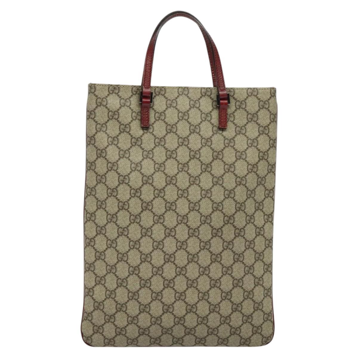 GUCCI GG Supreme Hand Bag PVC Beige Silver 117551 Auth 119722