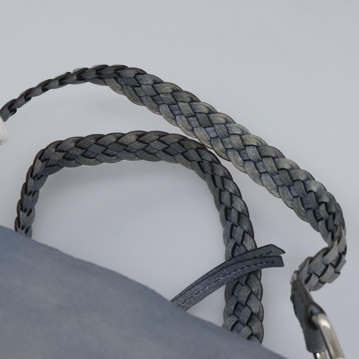 GUCCI Bamboo Tote Bag Leather Blue Silver 232959 Auth 119735
