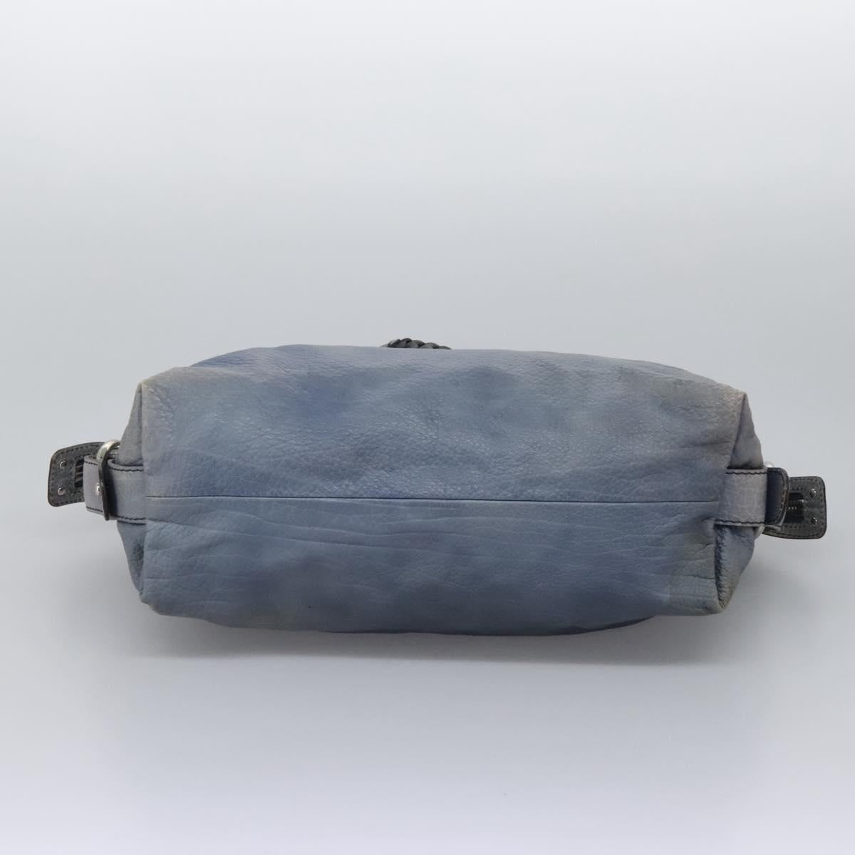 GUCCI Bamboo Tote Bag Leather Blue Silver 232959 Auth 119735