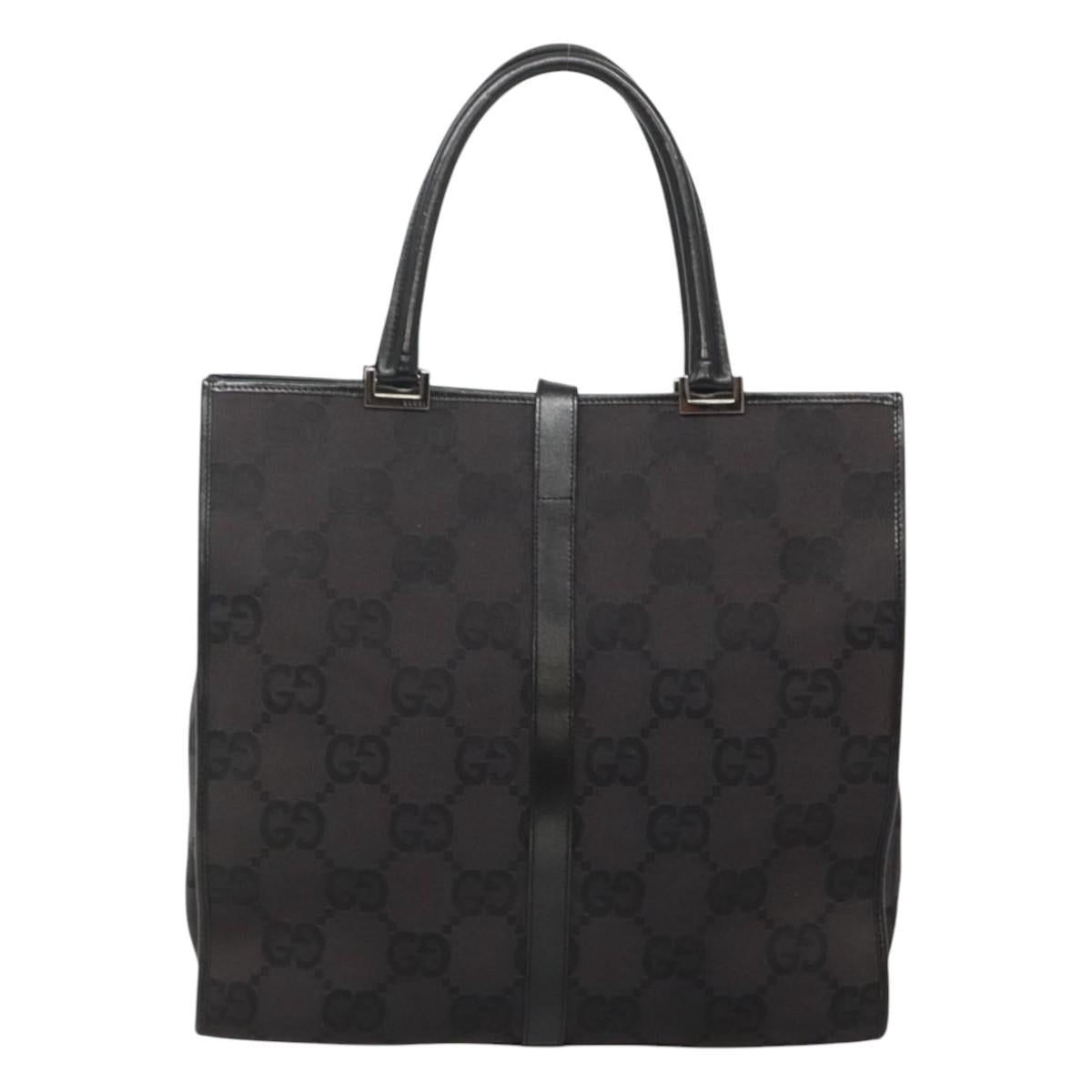 GUCCI GG Canvas Jackie Hand Bag Black Silver 002 1064 3444 Auth 119758