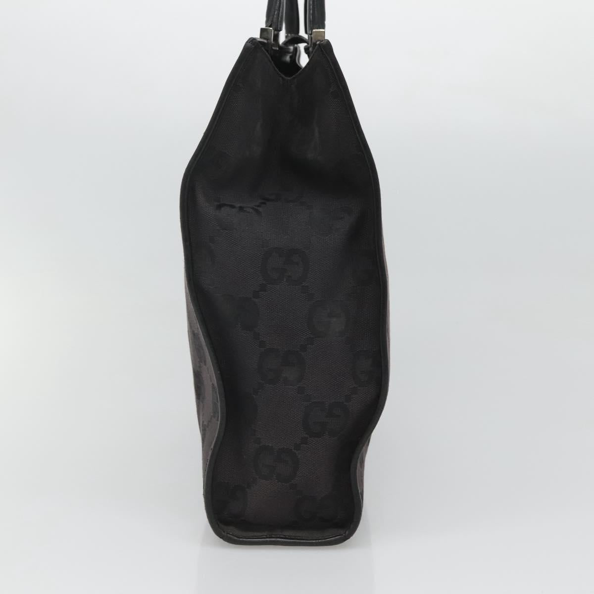 GUCCI GG Canvas Jackie Hand Bag Black Silver 002 1064 3444 Auth 119758