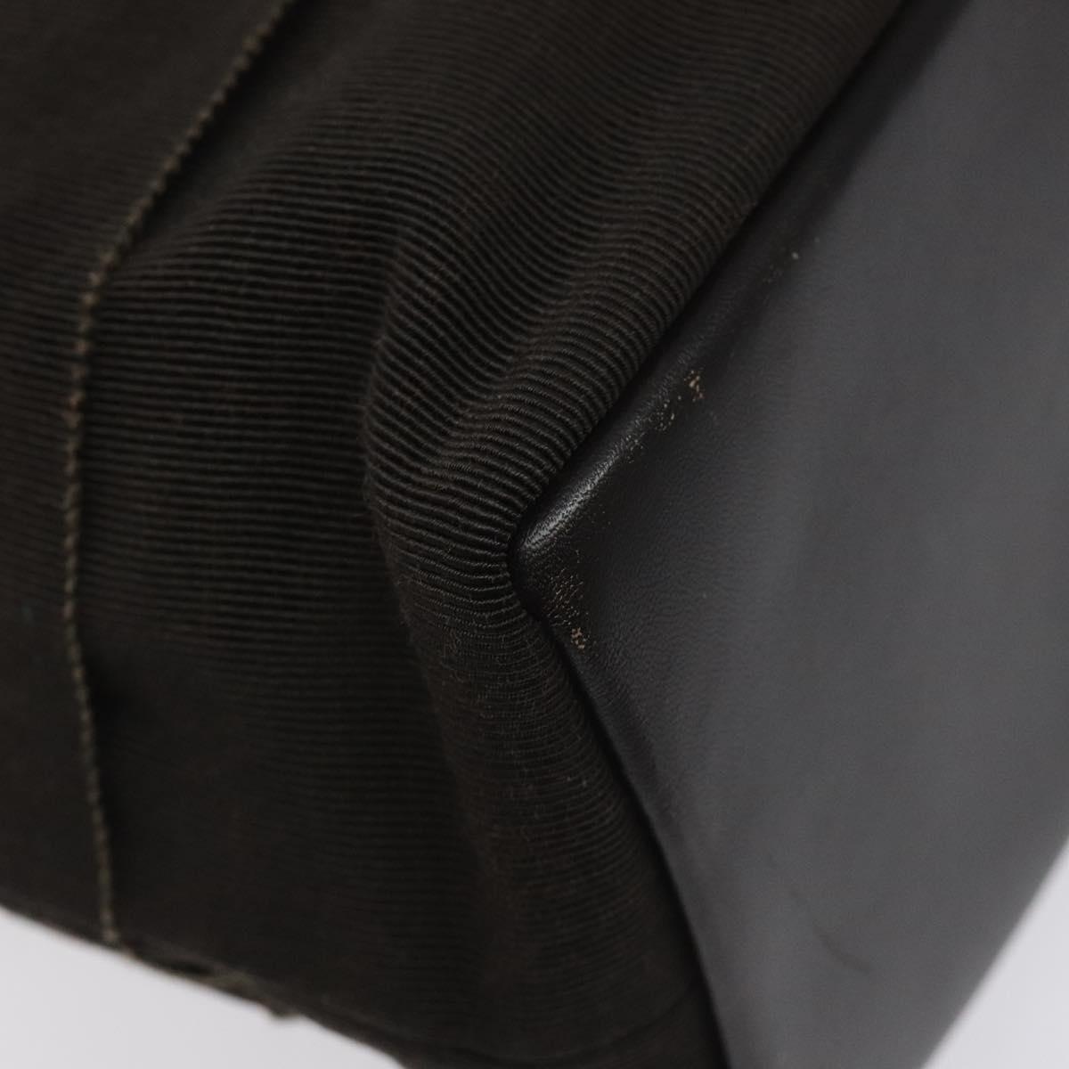 Salvatore Ferragamo Vala Hand Bag Canvas Dark Brown Gold Auth 119792