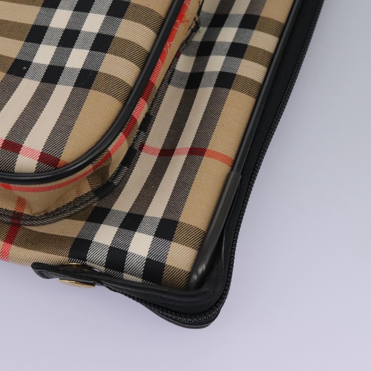 Burberrys Nova Check Garment Cover Canvas Beige Gold Auth 119821