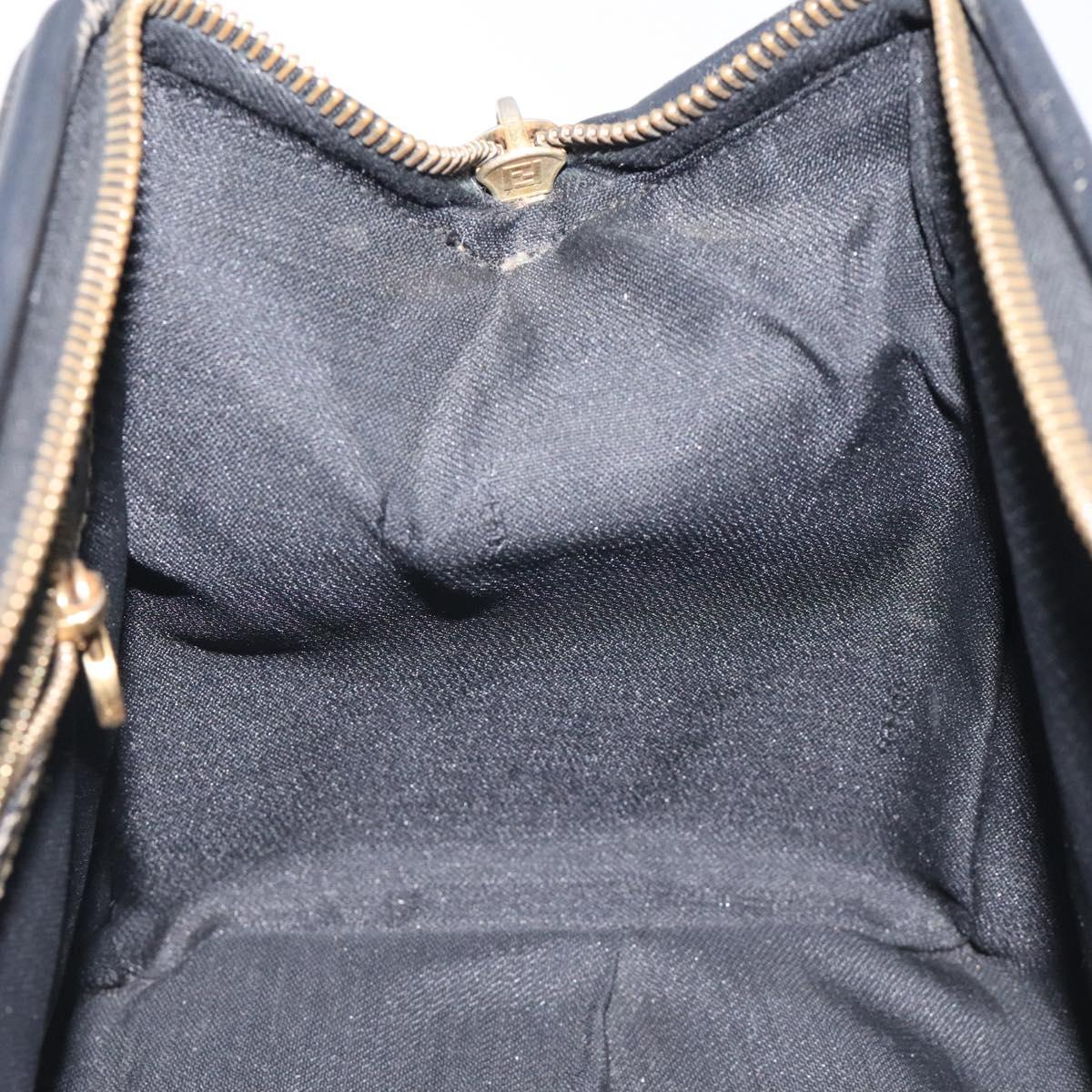 FENDI Pecan Canvas Hand Bag PVC Brown Gold Auth 119823
