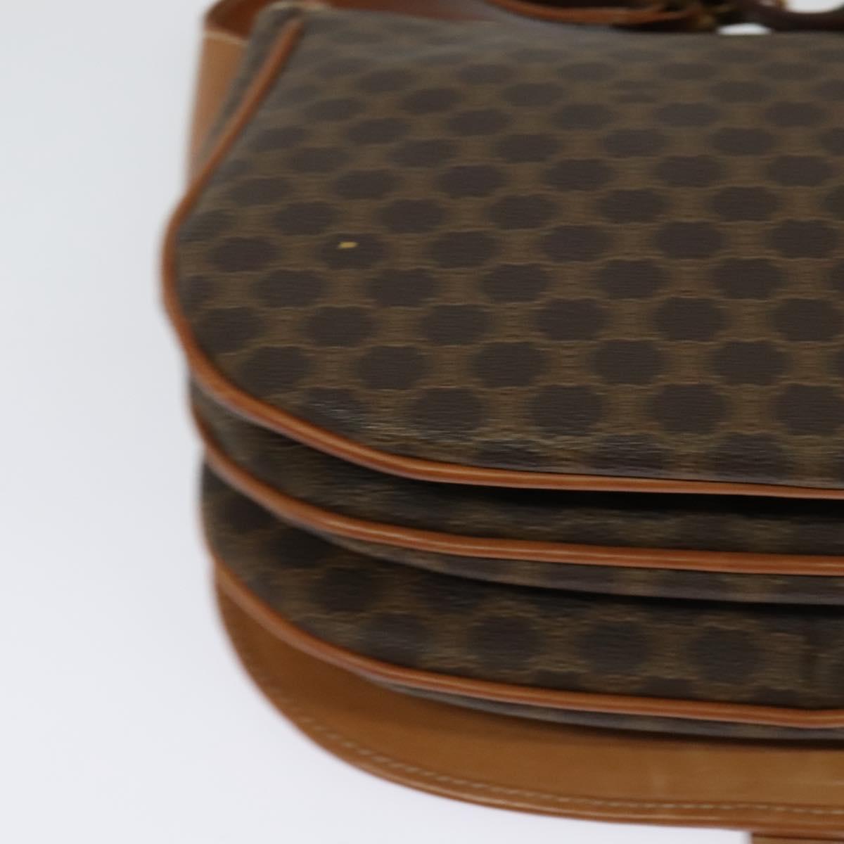 CELINE Macadam Canvas Shoulder Bag PVC Leather Brown Gold Auth 119835