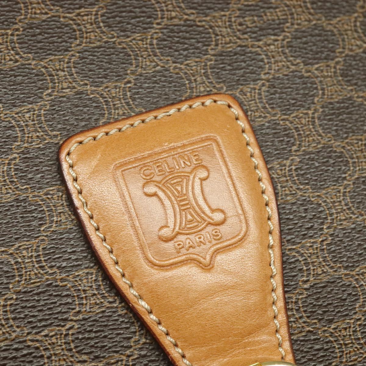 CELINE Macadam Canvas Shoulder Bag PVC Leather Brown Gold Auth 119835