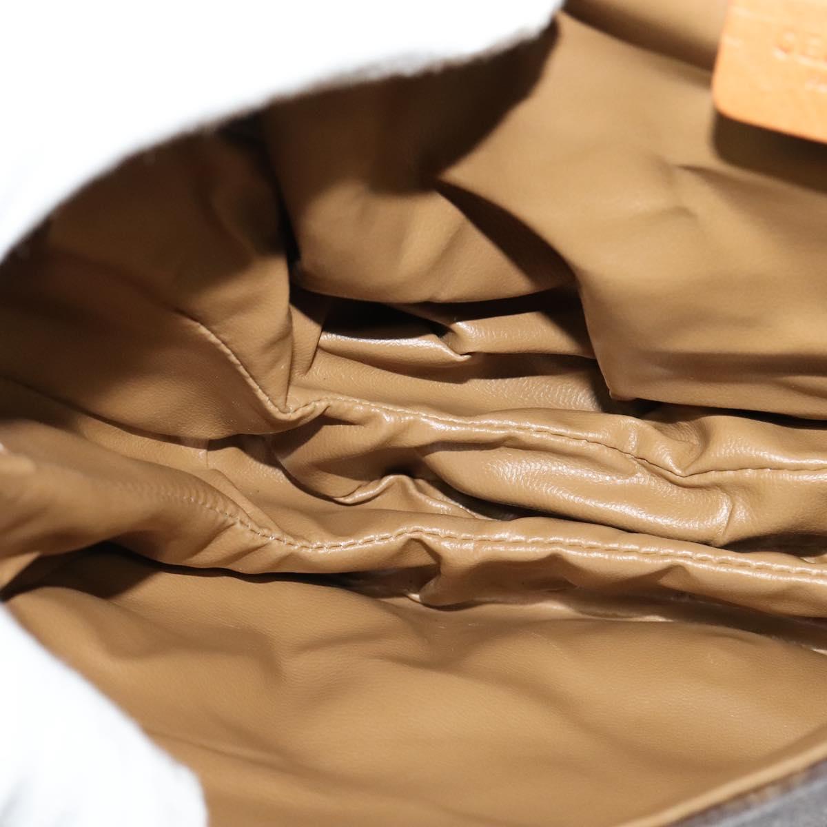 CELINE Macadam Canvas Shoulder Bag PVC Leather Brown Gold Auth 119835