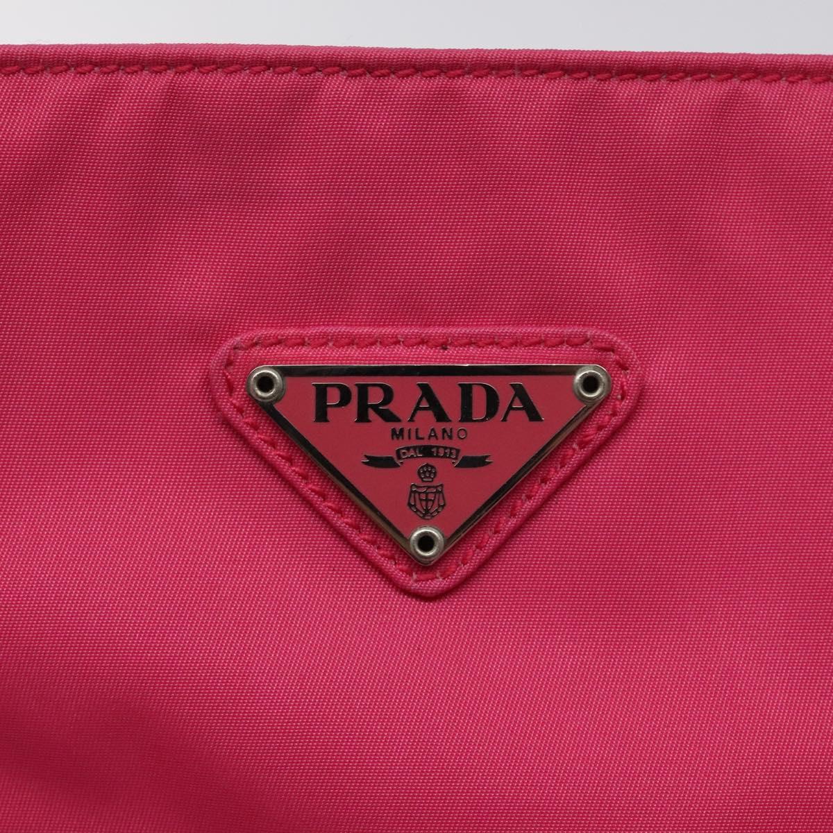 PRADA Shoulder Bag Nylon Pink Silver Auth 119844A
