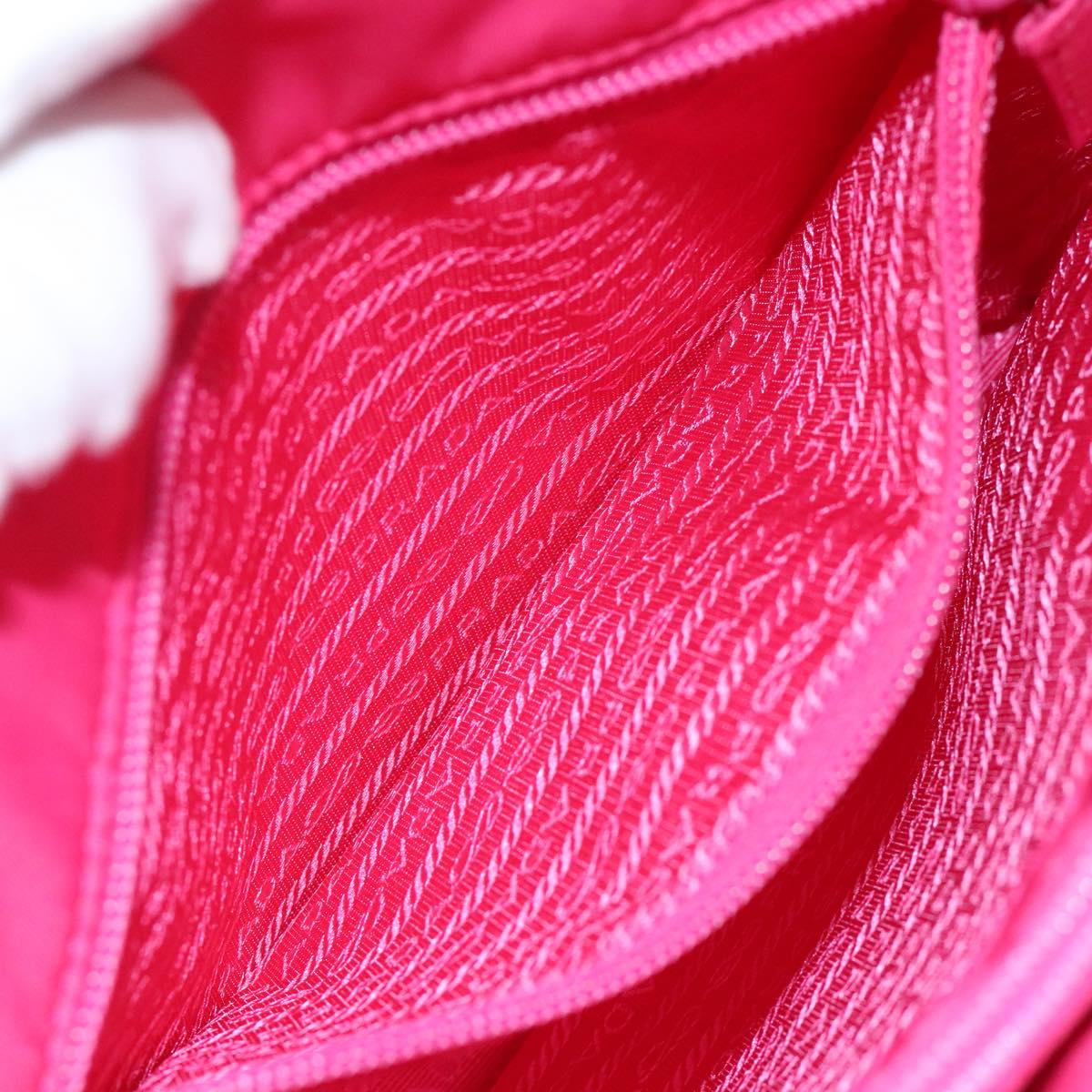 PRADA Shoulder Bag Nylon Pink Silver Auth 119844A
