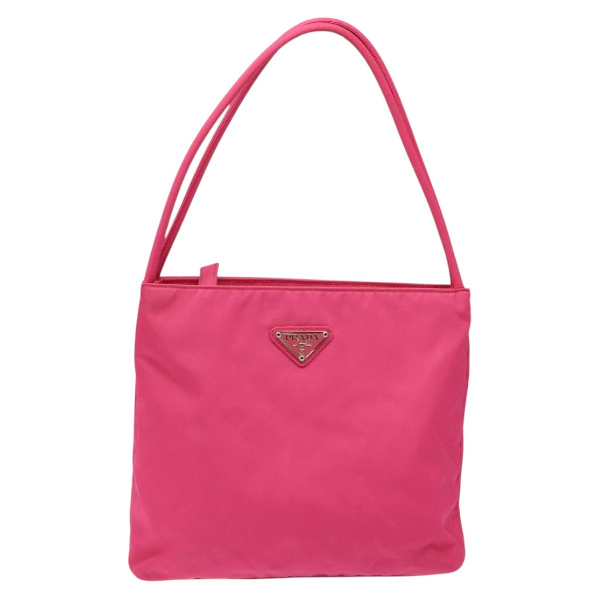 PRADA Shoulder Bag Nylon Pink Silver Auth 119844A
