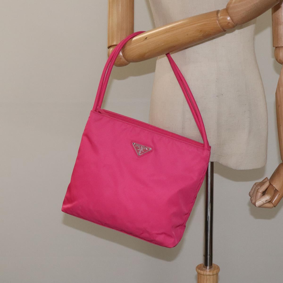 PRADA Shoulder Bag Nylon Pink Silver Auth 119844A