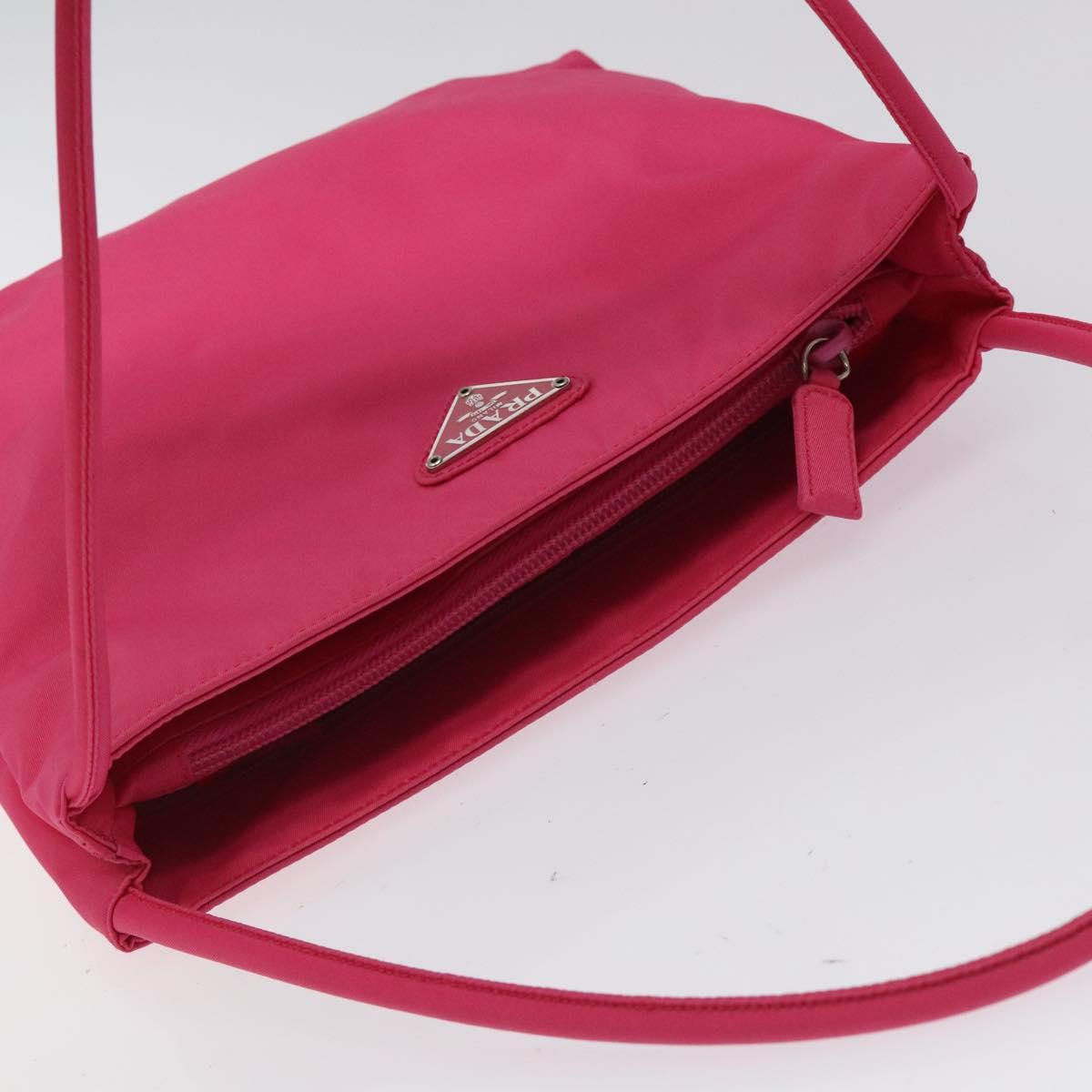 PRADA Shoulder Bag Nylon Pink Silver Auth 119844A